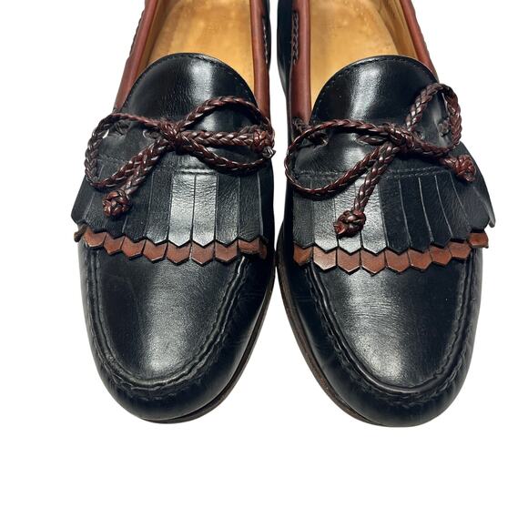 Allen Edmonds Loafers VTG Woodstock Black Brown Leather Tasseled Preppy 10.5D main image 8